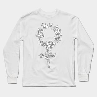 Floral Feminist Symbol Long Sleeve T-Shirt